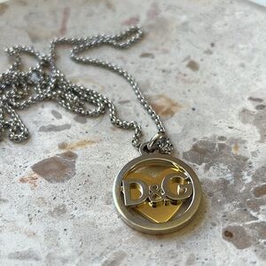 D&G Dolce & Gabbana Mixed Metal Heart Logo Necklance